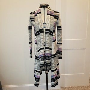 California Gypsy High Low Open Cardigan Aztec Pattern Size Small